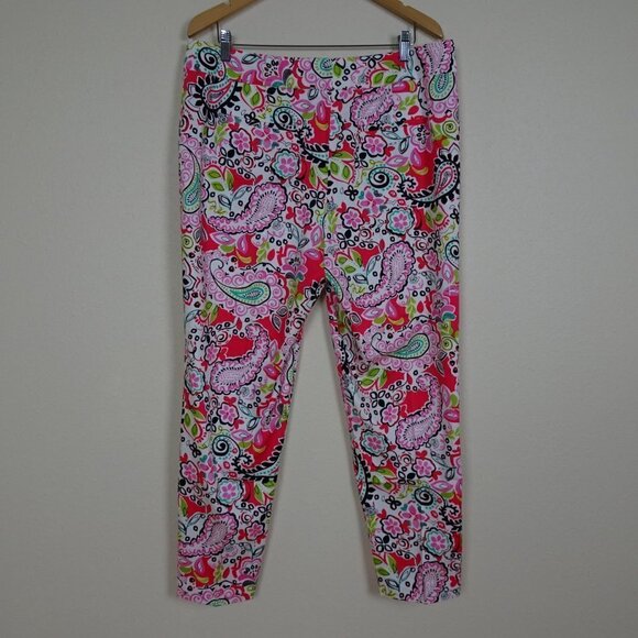 Pappagallo Paisley Pants Women's Size 14 Pink Colorful Spring Summer Stretch - Picture 3 of 6